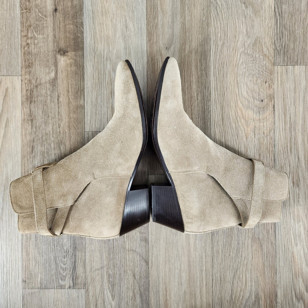 Saint Laurent Paris Suede Buckle‎ Ankle Boots Women's Size 36.5 Beige Italy - Picture 10 of 12